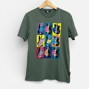 Ben Sherman Green Multicolour Guitar Graphic Short Sleeve T Small